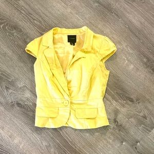 My Michelle Sz 3/4 Yellow 1/4 Sleeve Blazer